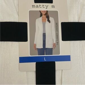 Matty M White Open Front Cardigan Sweater